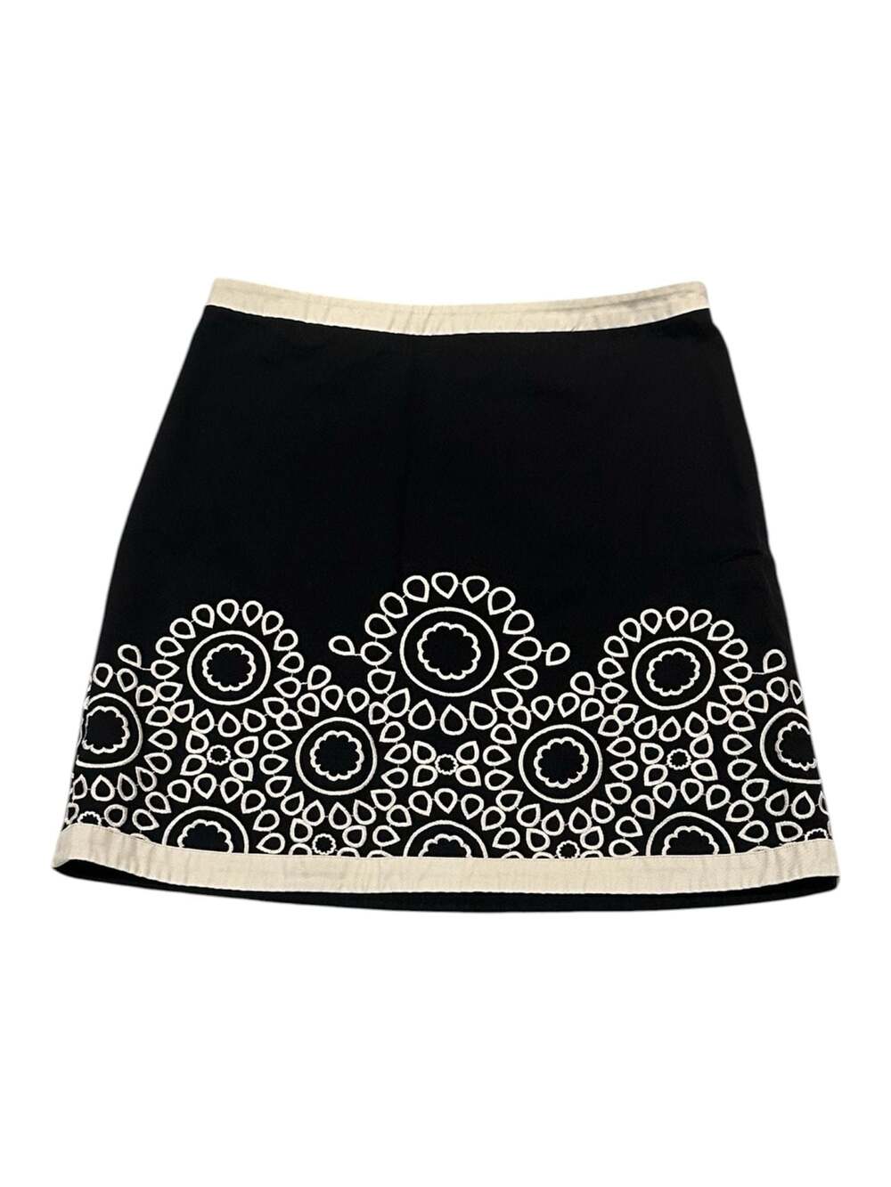 Boden Black Embroidered Medallion Cotton Mini Skirt Size US 12R